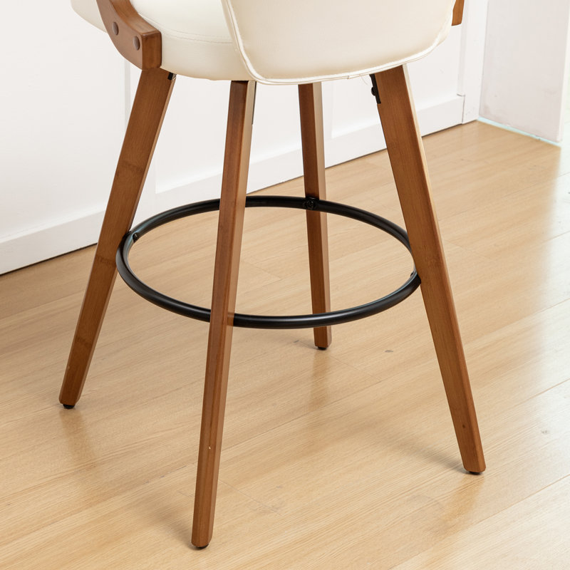 Ensemble de 4 tabourets modernes pivotants rembourrés 30 po, Blanc, 4, Tabouret de bar (siège d'une hauteur de 29,13 po)