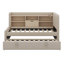 Lit de jour simple rembourré avec lit gigogne, tablettes de rangement, port USB et prise-113495193