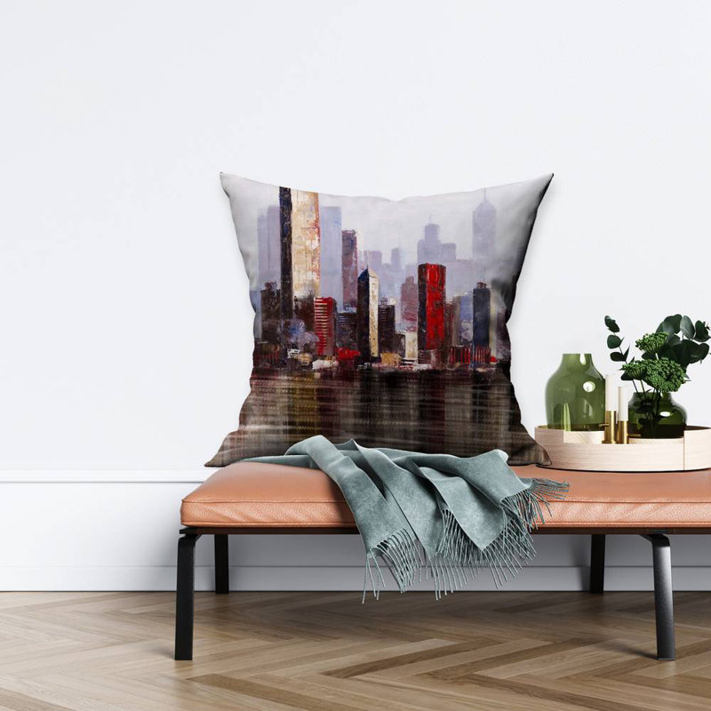 Industrial city style - 26"x26" Throw pillow - Poly twill - Print on demand