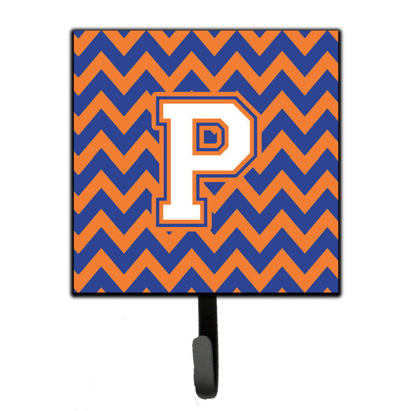 Organisateur de clés Dharti lettre C à chevrons avec crochets pour clés, Bleu / Orange