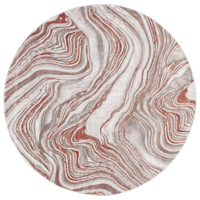 Meadow 500 Performance Abstract Rug, Round 6'7"