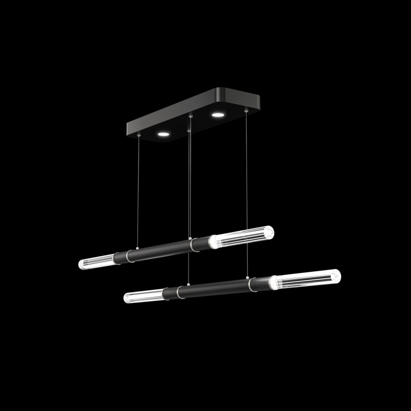 Luminaire suspendu l 71 po Antonia, Nickel / noir