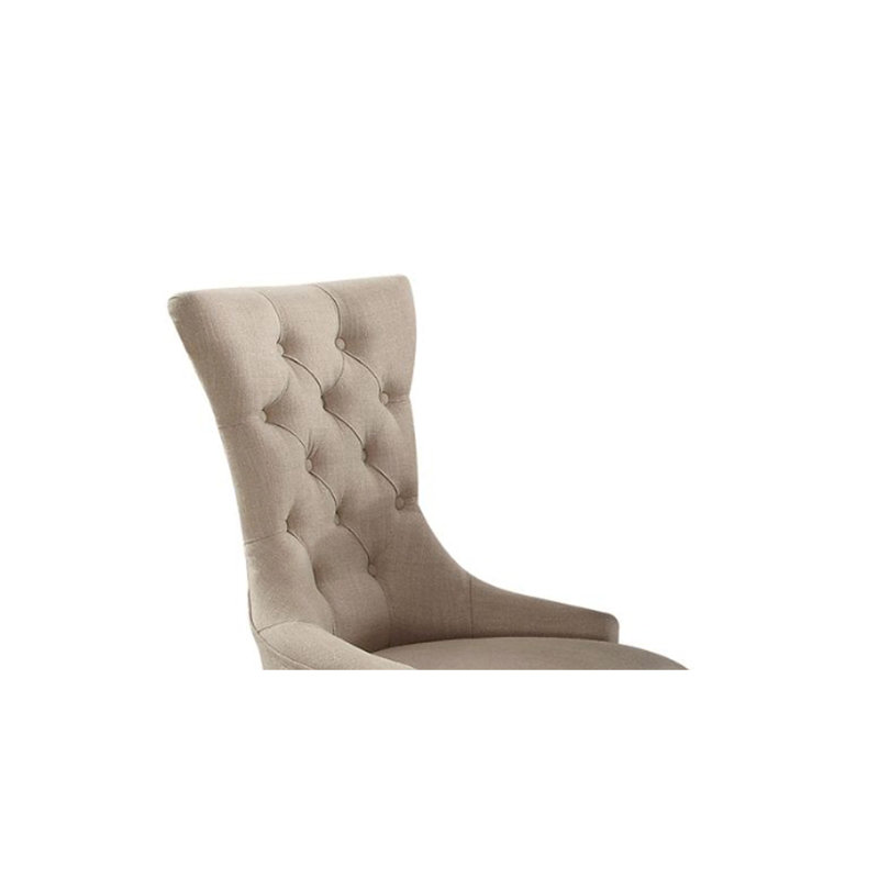 Ensemble de chaises d'appoint en lin beige et espresso vieilli (ensemble de 2)
