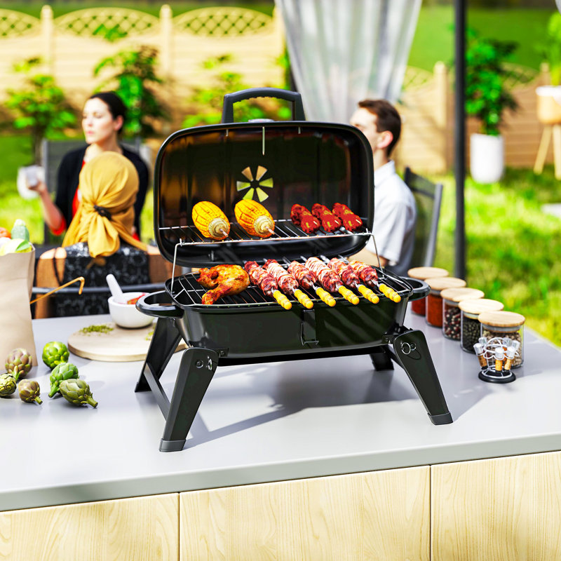 Dakota Fields 59cm W Portable Charcoal Grill, Black