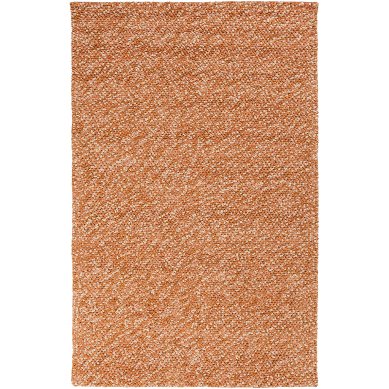 Tapis orange brûlé / rose vif en laine Audene, Rectangle 5 pi x 8 pi
