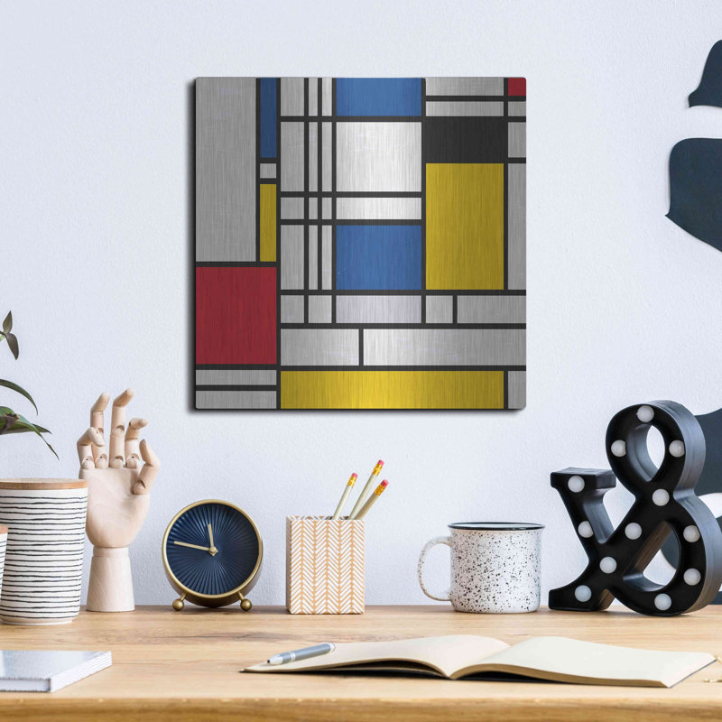 "Mondrian NFT2" par Luxe Metal Portfolio, H 12 po x l 12 po