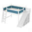 Lit mezzanine avec tablettes de rangement et garde-robe, fabrication en bois massif, glissière amovible, échelles, aucun sommier nécessaire-2005987729-2005987724