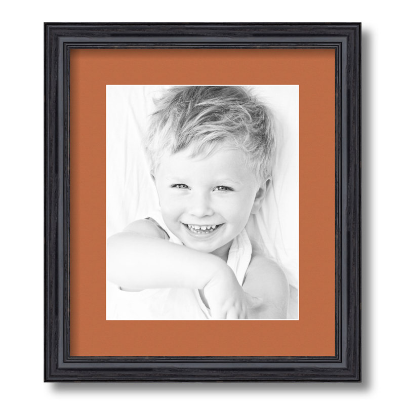 Wood Matte Picture Frame with Mat, Red Orange