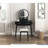 Beautiful Black Finish Vanity Dresser With Mirror And Stool Set Storage Drawers Luxury Furniture 1Pc LED Mirror-378993339