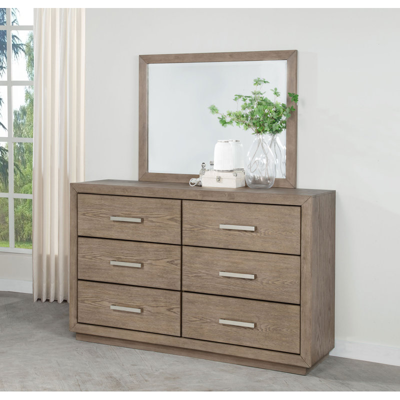 Commode transitionnelle avec miroir 64,40 ", brun orge