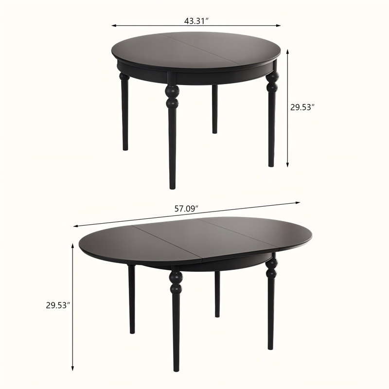 Solid Wood Ash black Dining Table