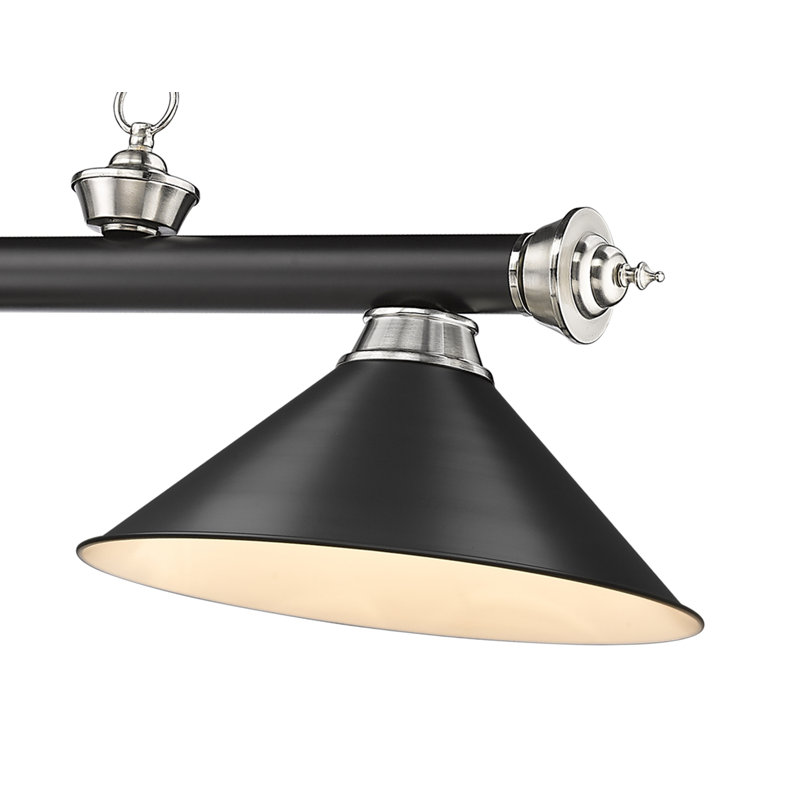 Luminaire suspendu linéaire 3 lumières Annaleisa, Noir mat, Noir mat/nickel brossé
