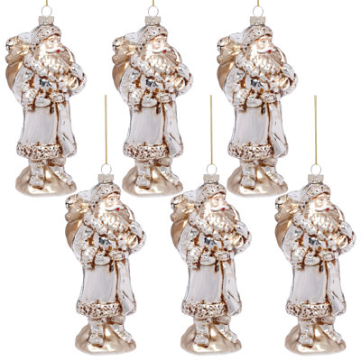 Vintage Santa Ornament, Set Of 6 - 8 Inches