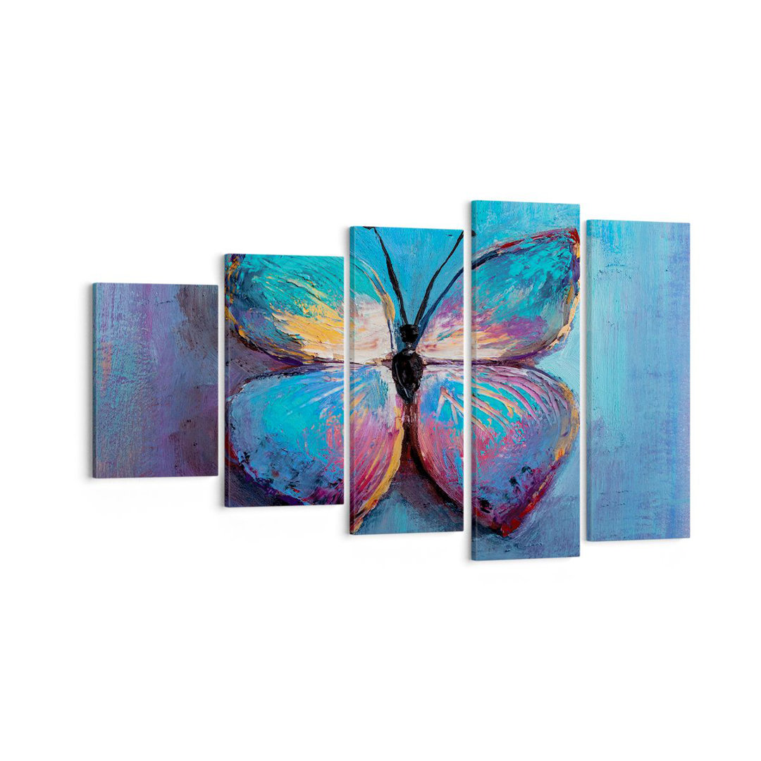 5-tlg. Leinwandbilder-Set Handwritten Butterfly Blue