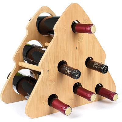 Countertop Wine Rack – 6 Bottle Wooden Wine Rack, Free Standing Wine Bottle Holder For Bar Table & Cabinet, Wine Storage Display, For Wine Lovers