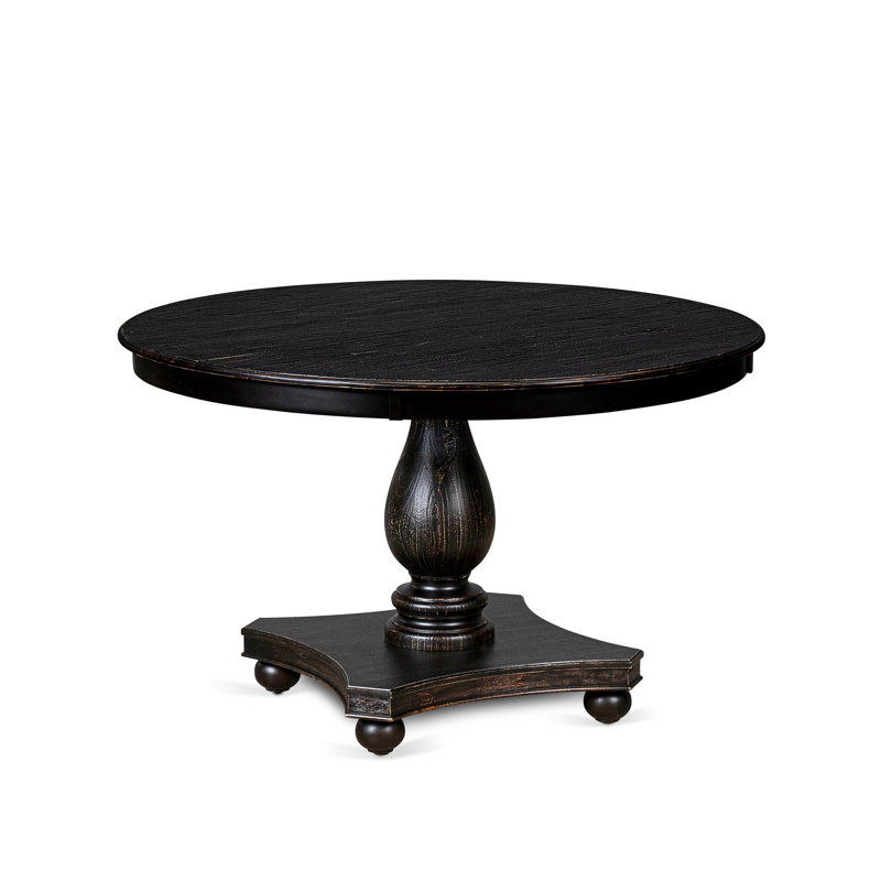 L'ensemble de table de cuisine 5 pièces se compose d'une table de salle à manger et de 4 chaises de cuisine en tissu de polyester brun avec dossier haut - fini noir sablé