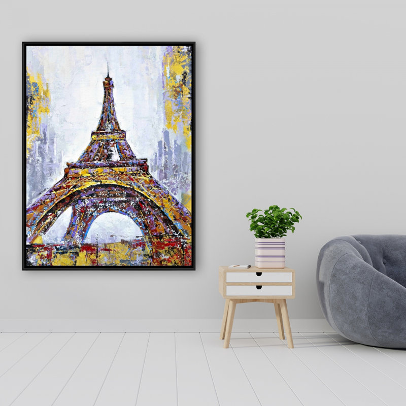 Abstract Paint Splash Eiffel Tower Print On Canvas