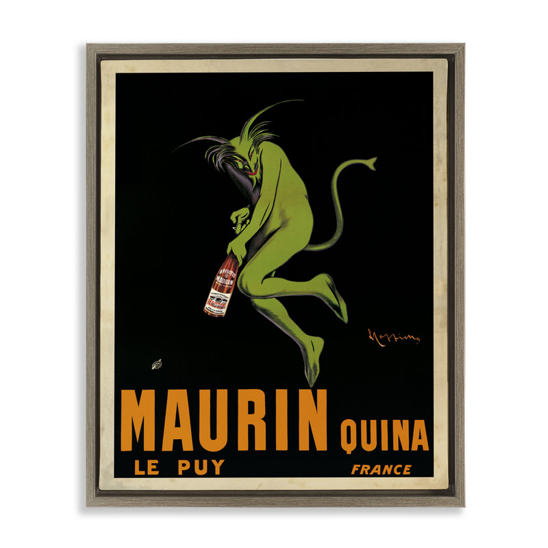Publicité rétro avec toile flottante encadrée gris monstre, design par Marcello Nizzoli, Cadre flottant orme Montalcino