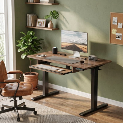 Bureau debout réglable de 48 po de largeur avec plateau à clavier pour bureau personnel