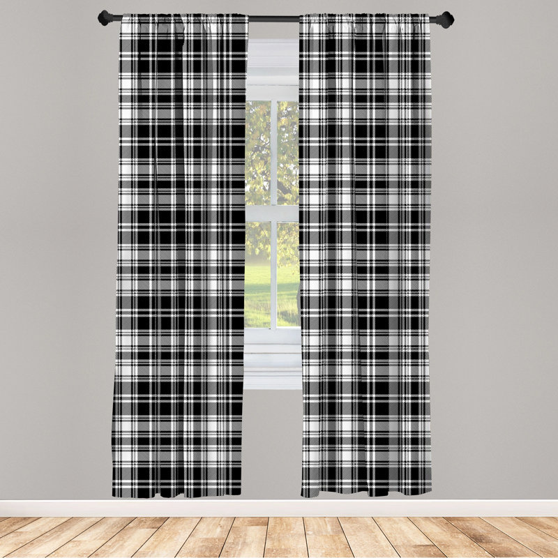 British Tartan Celtic Semi-Sheer Rod Pocket Curtain Panels, 28" x 63"