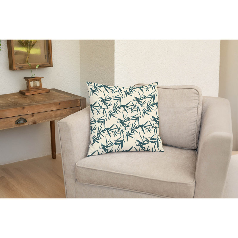 Coussin décoratif en bambou, Turquoise poudreux, Carré 18 po