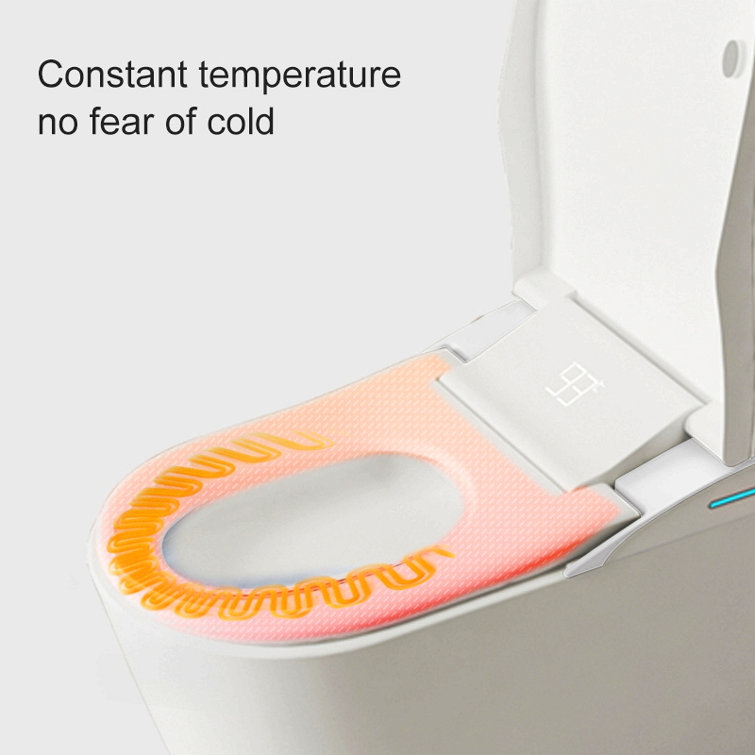 Smart Toilet With Built-In Heated Seat, Tankless Toilet With Auto Flushing, Adjustable Seat Temp, Flush Remote Control Led Digital Display, Elongated