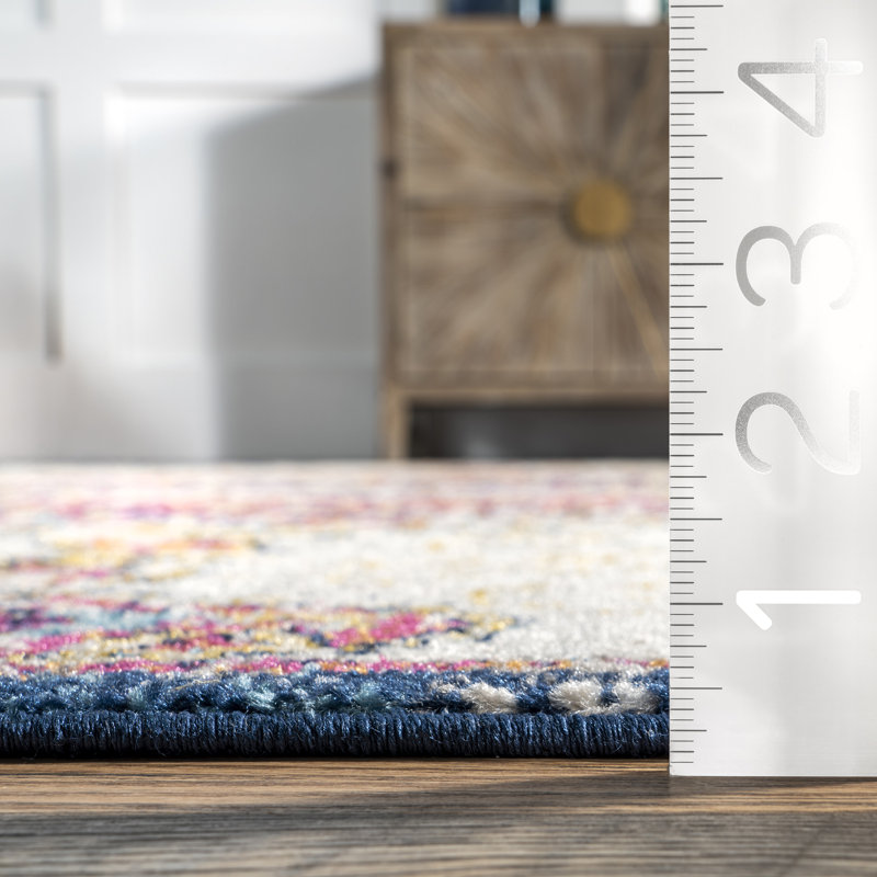 Balster Medallion Area Rug for Living Room Bedroom Dining Room Kitchen, Multicolor/Blue, Rectangle 5' x 7'5"