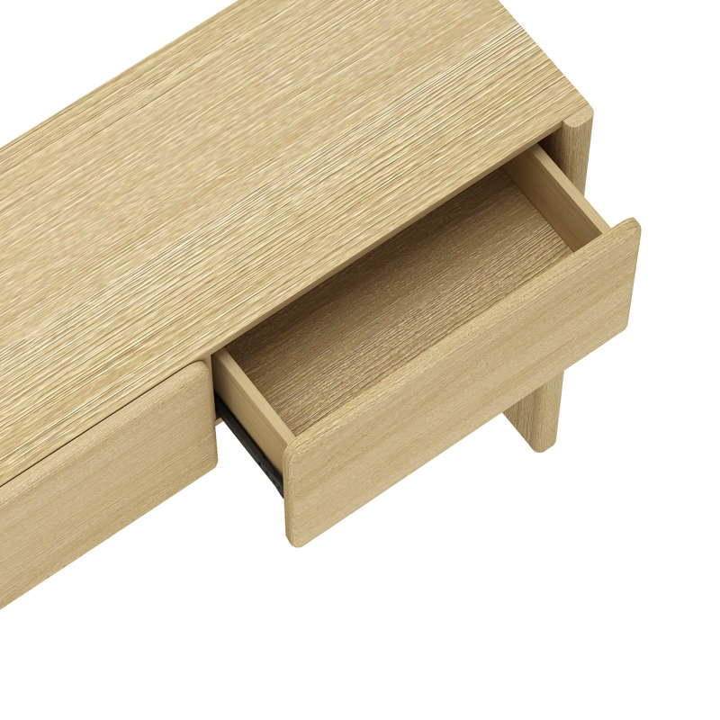 Linda 60" Modern Console Table with 3 Drawers in Natural Oak, Natural