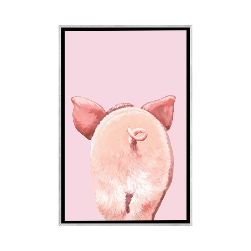 Art de cochon, Toile avec cadre argenté, H 40 po x l 26 po x P 1,5 po