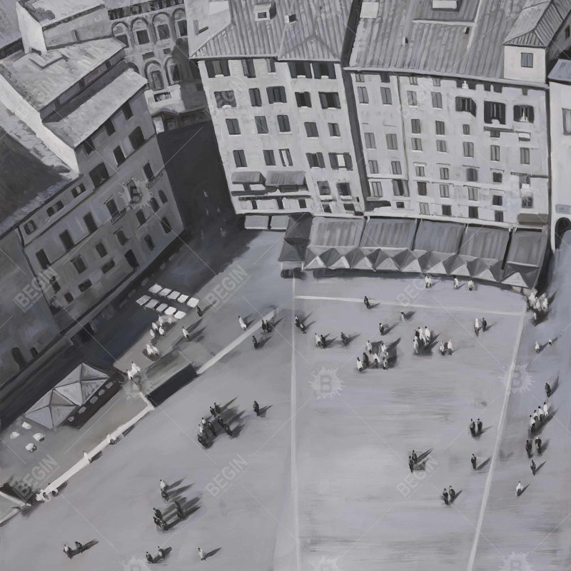 Décoration de chambre grise | Piazza del Campo, Italie, toile encadrée