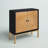 Ewalt Bronze Wood Relief Ripple Design 1 Shelf and 2 Door Cabinet with Crescent Moon Handles