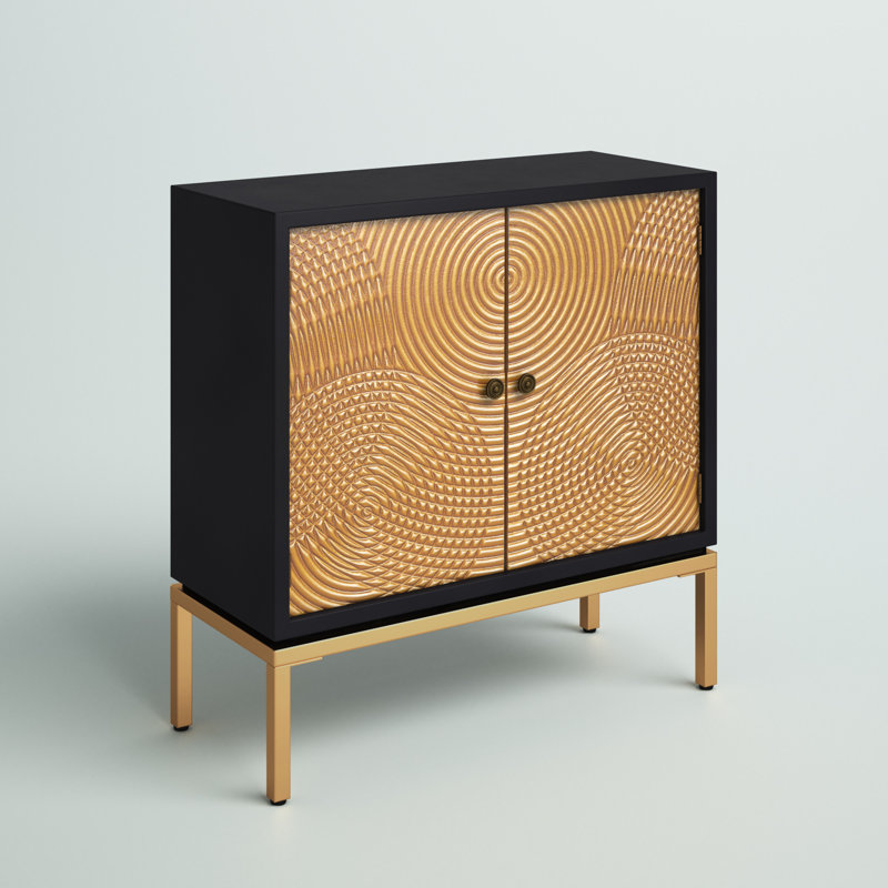 Black and Bronze Ripple Design 2-Door Cabinet