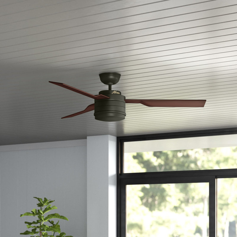 52" Cabo Frio 3 - Blade Outdoor Standard Ceiling Fan with Wall Control, New Bronze