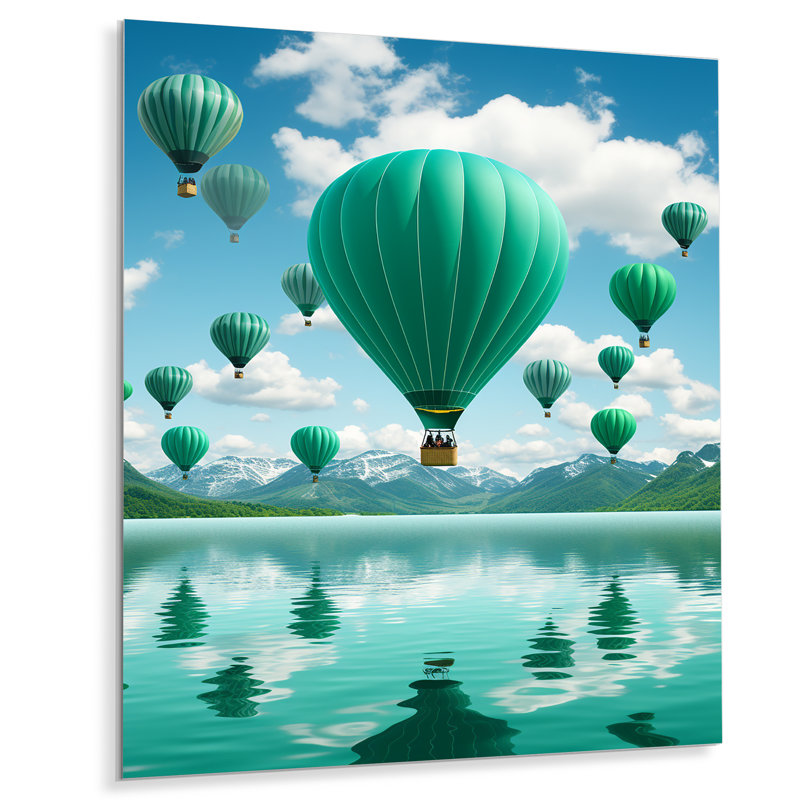 Décoration murale en métal Teal Hot Air Ballons - montgolfière, H 20 po x l 12 po x P 1 po