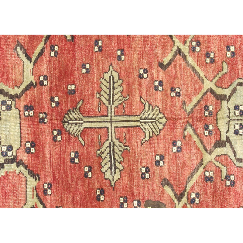One-of-a-Kind Hand-Knotted 1960s 5'6" x 10'4" Wool Area Rug in Red/Beige