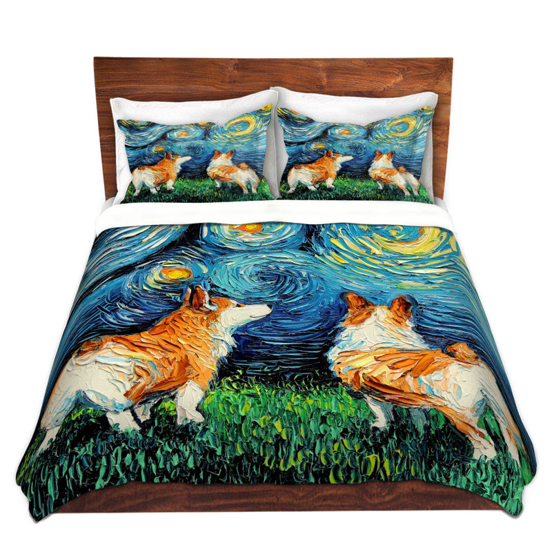 Ensembles de housses de couette DiaNoche en microfibre par Aja Ann - Corgi Night