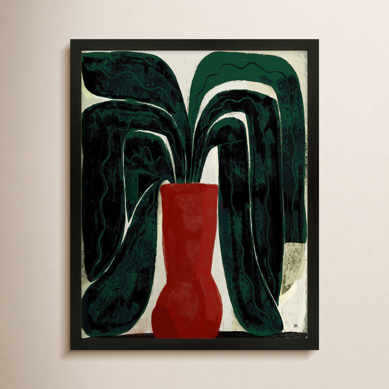 Plant #8 Painting by StudioM, Black, 20" H x 16" W