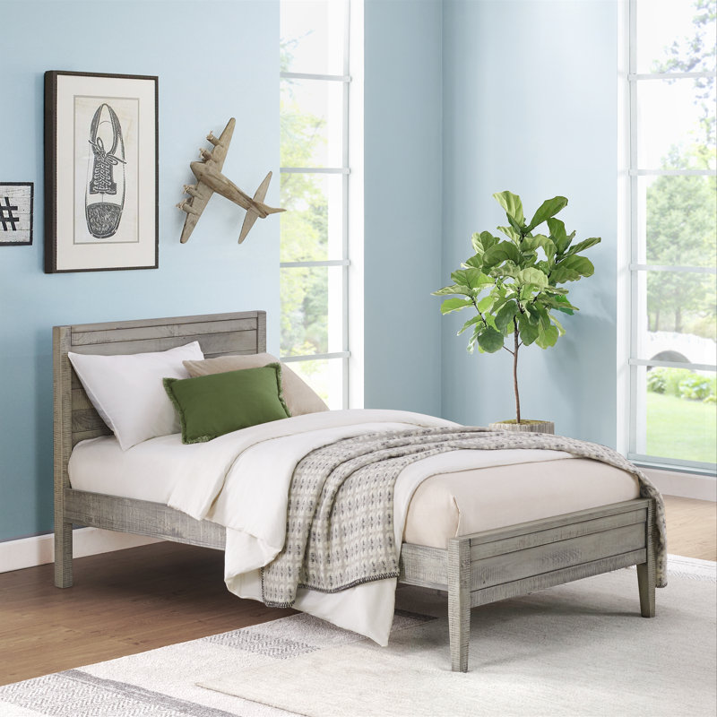 Windsor Full Bed with Headboard and Low Footboard, Driftwood Gray - Rustic Pine Wood Finish, Ideal for Kids Bedroom, Guest Room, Fits Standard Full-Size Mattress () - s: 57 in. W x 79 in. D x 39 in. H