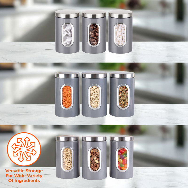 Metal Jar - Set of 3, Grey