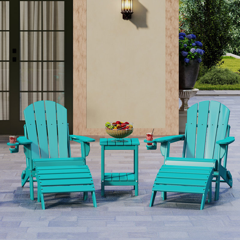 Ensemble de 5 chaises Adirondack Hdpe pliables avec table et repose-pieds