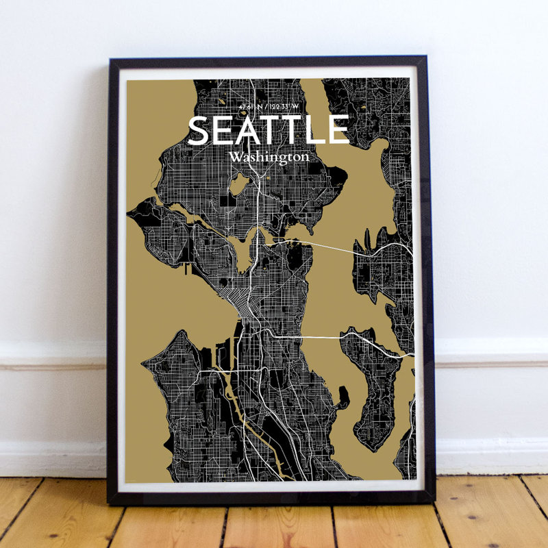 Seattle City Map - No Frame Print, 61cm H x 45.7cm W x 0.13cm D