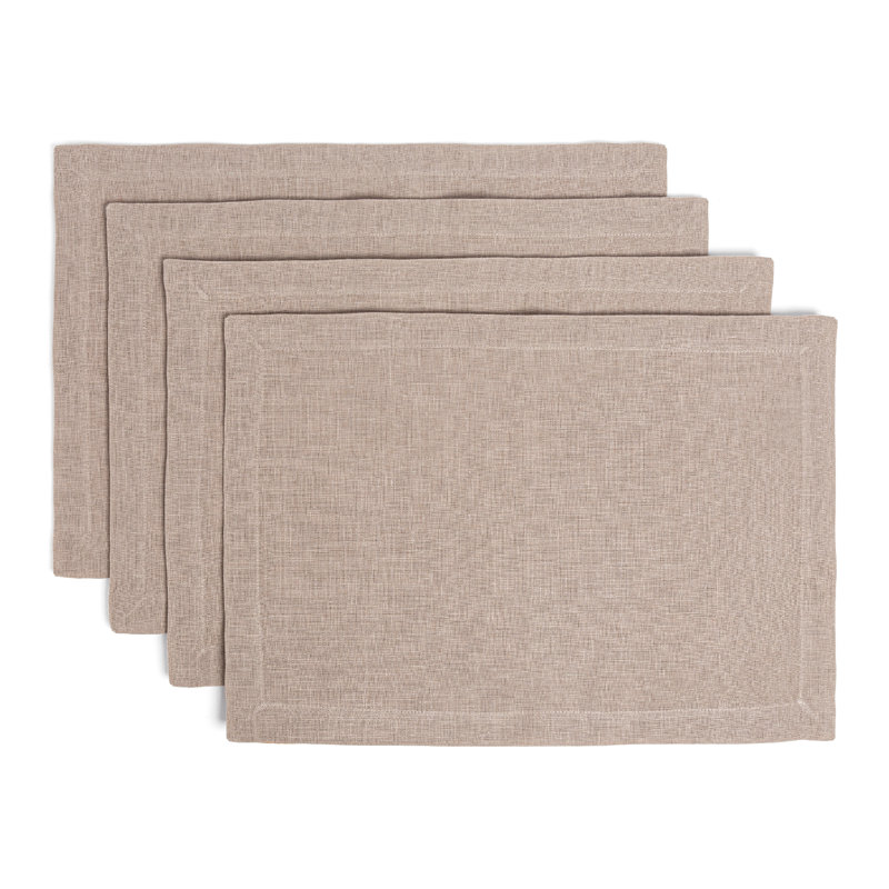 Over&Back 100% Linen Woven Placemats, Set of 4, Tan