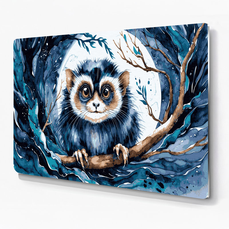 Faune, art mural bleu Loris, H 8 po x l 10 po