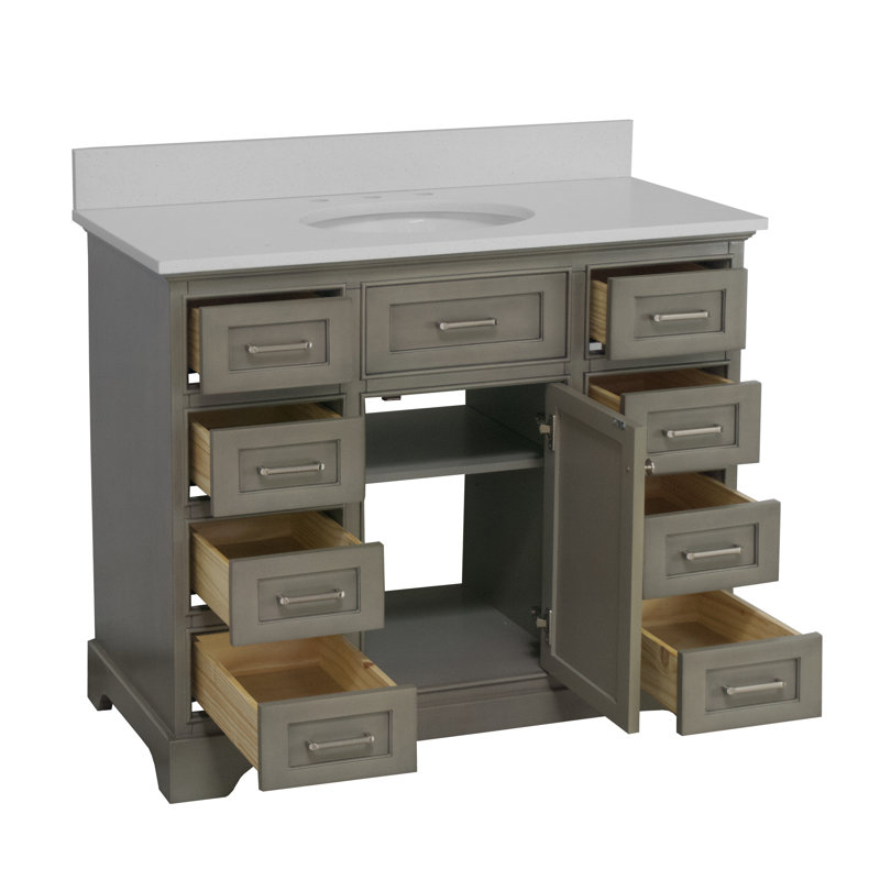 Ensemble de meuble-lavabo simple 42 po Ronnie, Quartz, Gris patiné