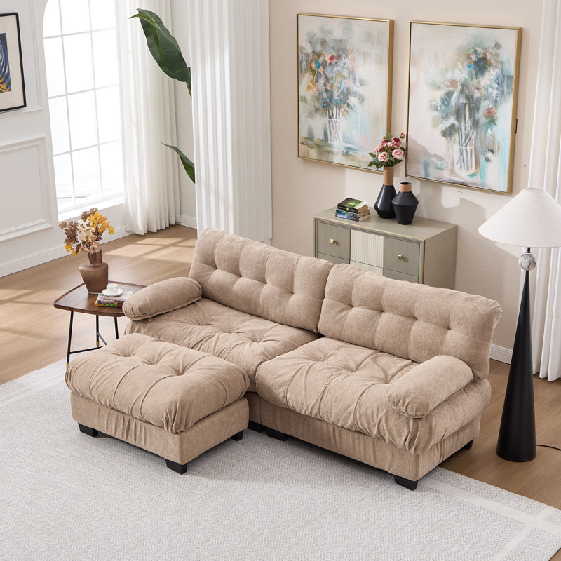 Canapé modulaire avec assise profonde et repose-pieds, Light Brown