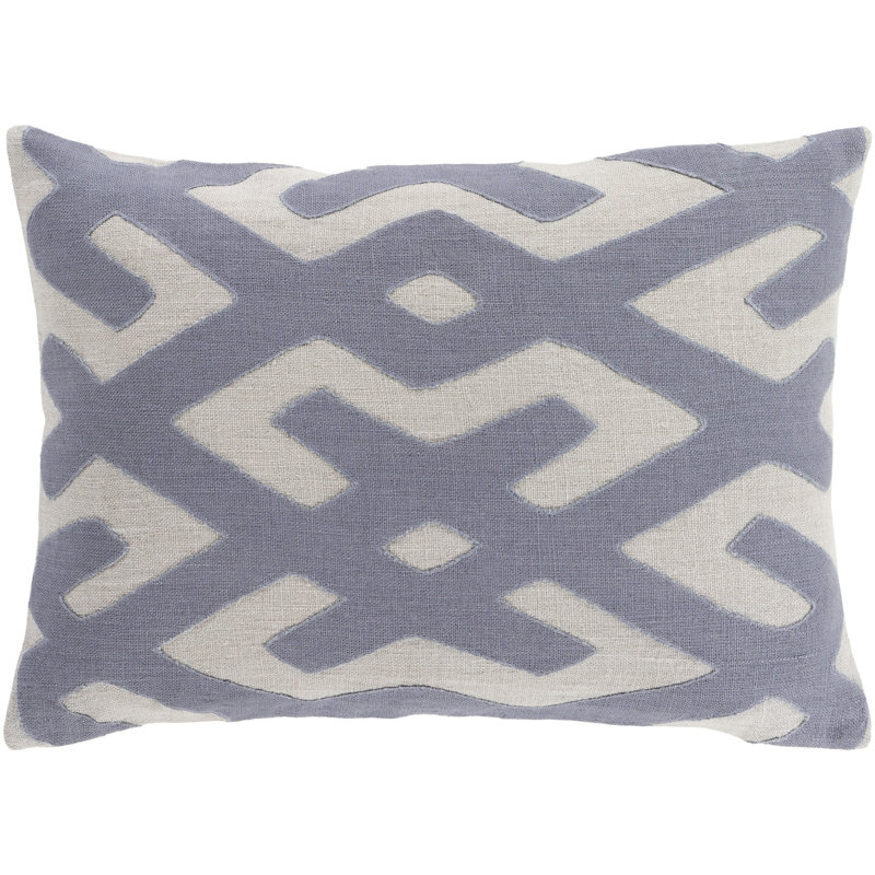 Coussin lombaire en lin Alona, Bleu/Gris, Housse de coussin seulement - sans coussin