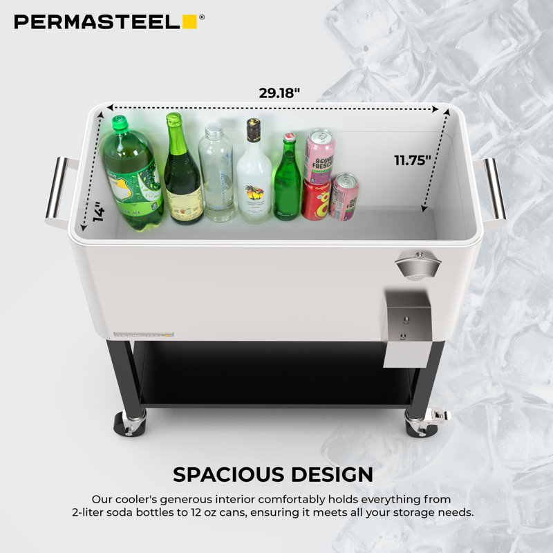 Permasteel 80-Qt Outdoor Patio Cooler with Removable Basin, Stainless Steel