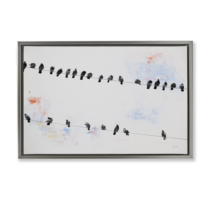  Oiseaux en mouvement sur toile flottante par Deborah Revell, H 17 po x l 25 po, Cadre flottant gris lustré
