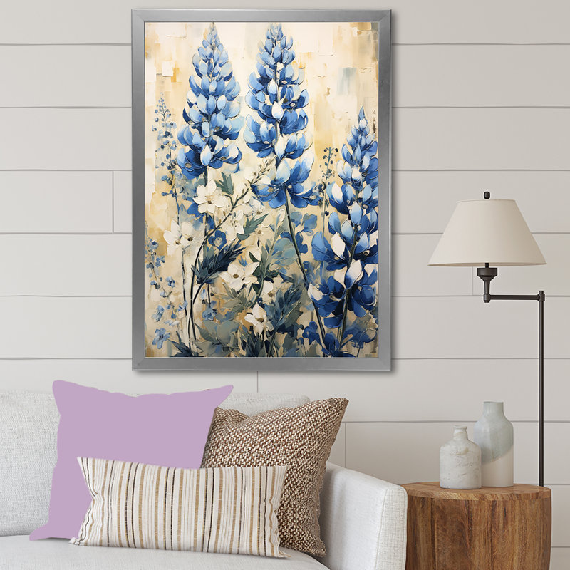 Blue Bonnets Tranquility III, reproduction d'art sur toile, Argent, H 40 po x l 30 po x P 1,5 po