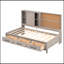 Lit de jour simple avec tablettes de rangement, planche de liège, ports USB et 3 tiroirs-1709628269